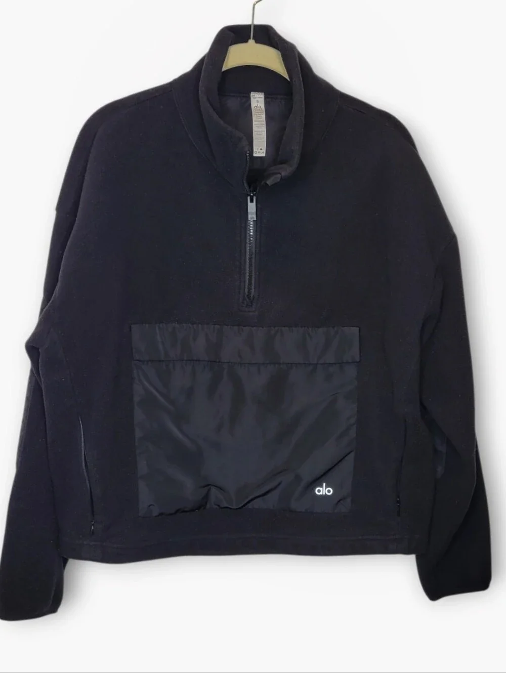Alo Blackcomb 1/2 Zip Fleece Pullover S Black